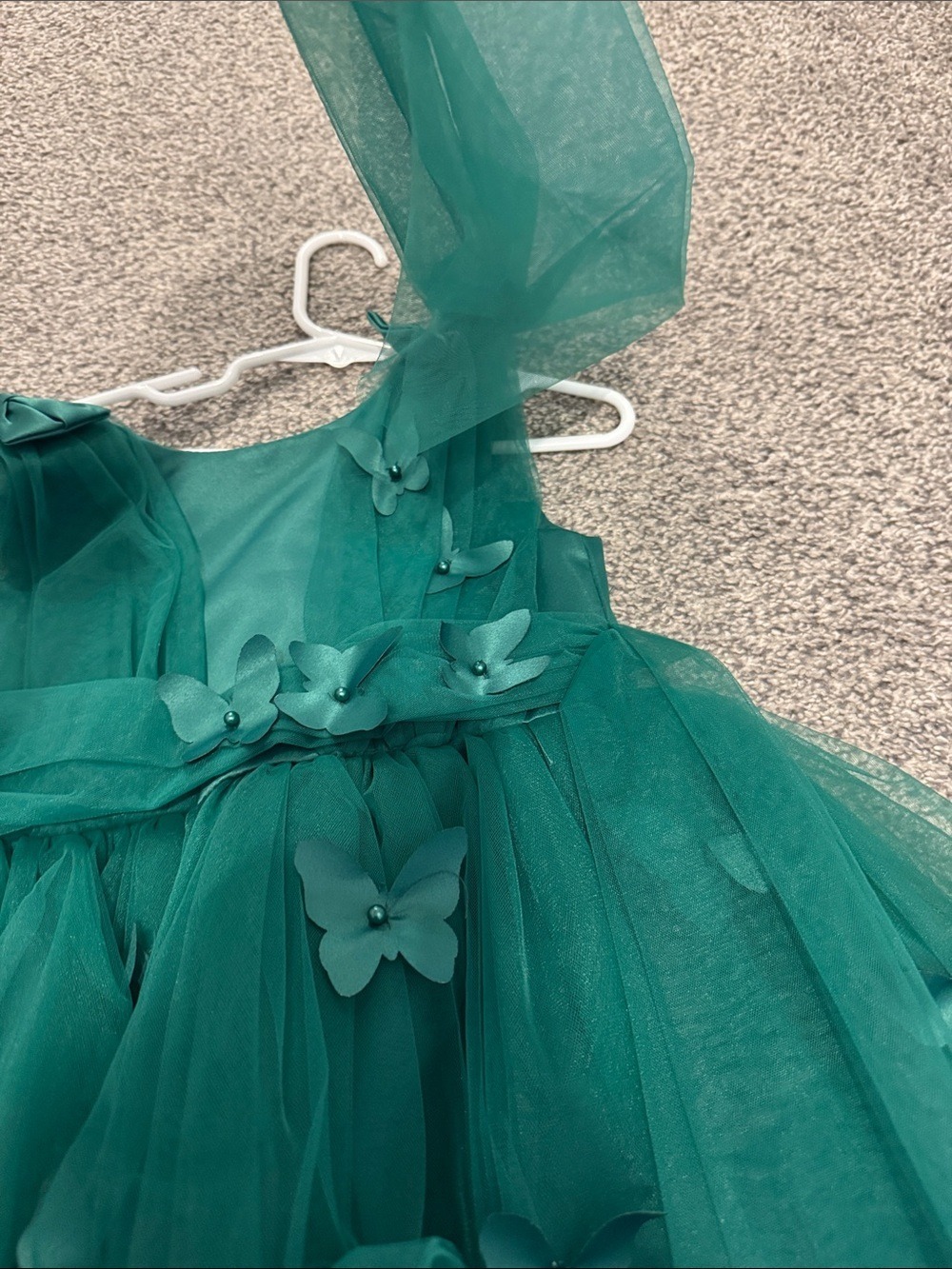 Emerald Green Tulle Butterfly  Dress - Picture 6 of 8